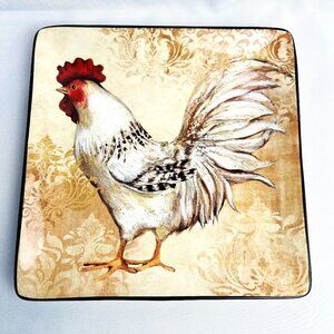 Susan Winget Farmhouse Rooster Square Serving Plate Certified International 10"